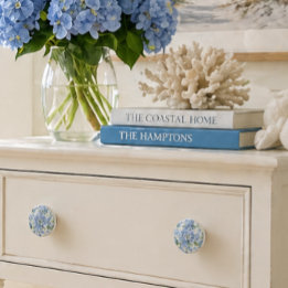 Blue Hydrangea Ceramic Cabinet Knob | Floral Decor