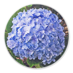Blue Hydrangea Ceramic Knob