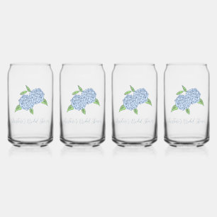 Blue Hydrangea Classic Coastal Bridal Shower Can Glass