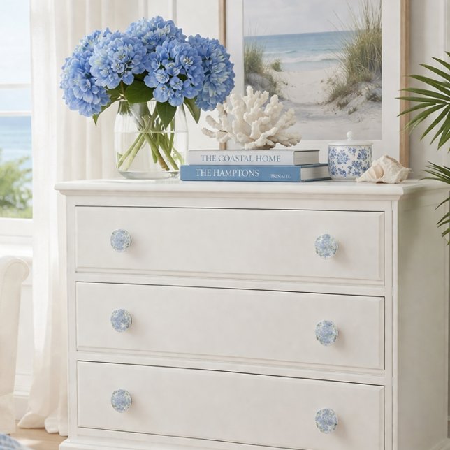 Blue Hydrangea Coastal Cabinet Knob (Elevate your space with blue hydrangea cabinet knobs for a timeless coastal look)