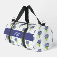 Blue Hydrangea Coastal Floral Vase Monogram