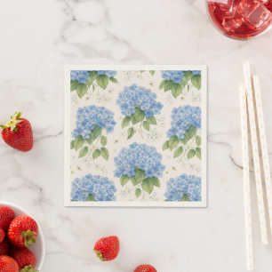 Blue Hydrangea Cocktail Napkins   Elegant Coastal 