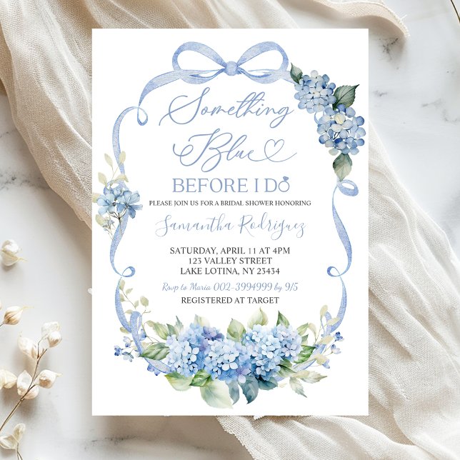Blue Hydrangea Coquette Something Blue Bridal Invitation (Creator Uploaded)