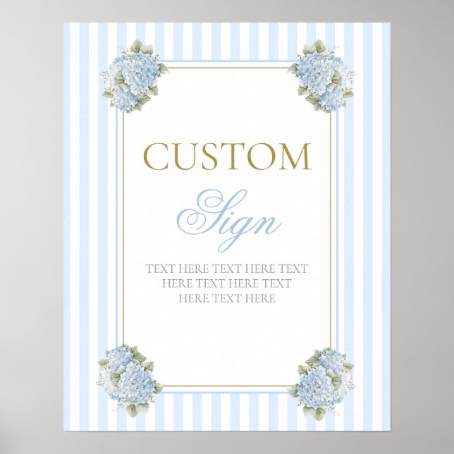Blue Hydrangea Customised sign (Front)