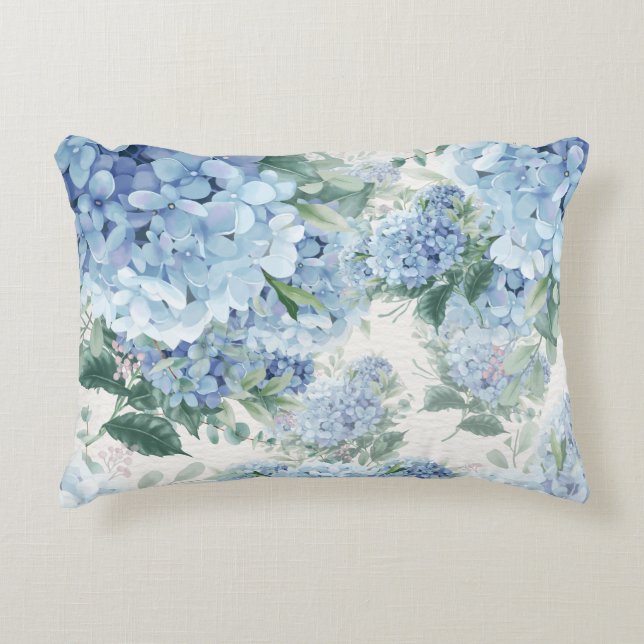Blue Hydrangea Decorative Cushion (Front)