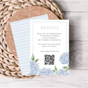 Blue Hydrangea Details with QR Code Small Enclosure Card