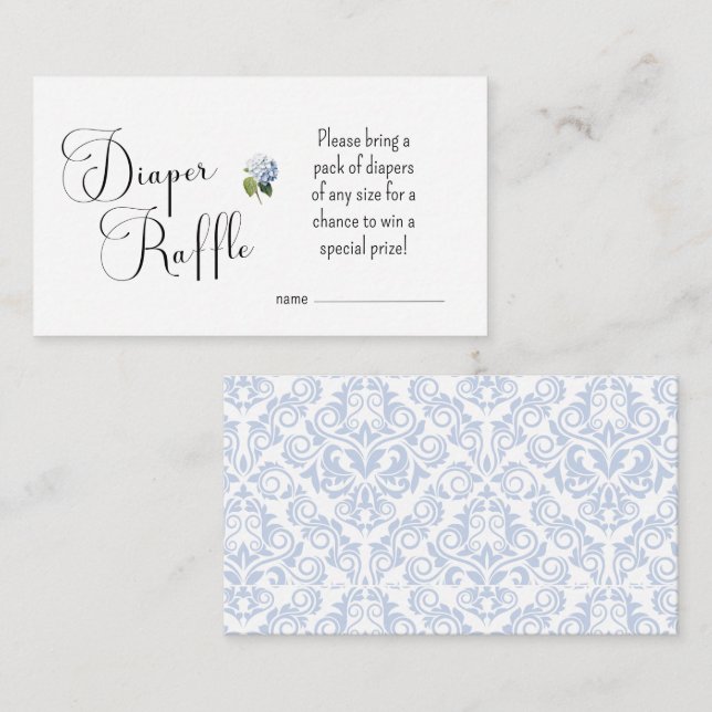 Blue Hydrangea Diaper Raffle Card (Front/Back)
