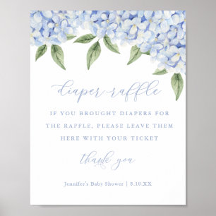 Blue Hydrangea Diaper Raffle Display Poster