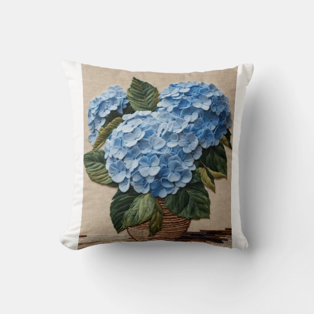 Blue Hydrangea Elegance  Cushion (Front)