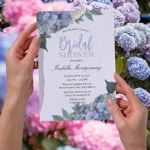 Blue Hydrangea Elegant Bridal Shower Style Invitation