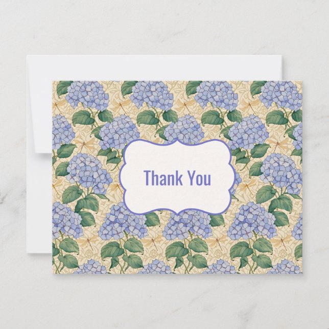 Blue Hydrangea elegant Graduation Thank You Card (Front)