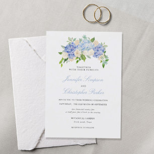 Blue Hydrangea Elegant Wedding Invitation Cards