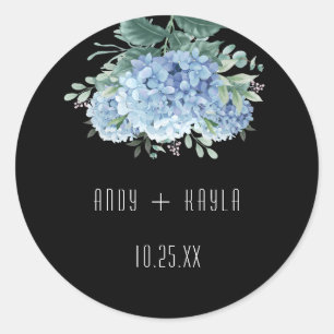 Blue Hydrangea Elegant Wedding Tank You Classic Round Sticker