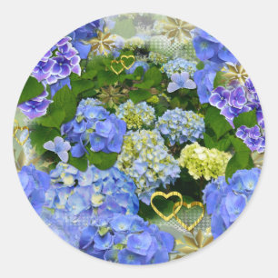 BLUE HYDRANGEA ~  Envelope Sealers Classic Round Sticker