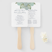 Blue Hydrangea Fan Wedding Program