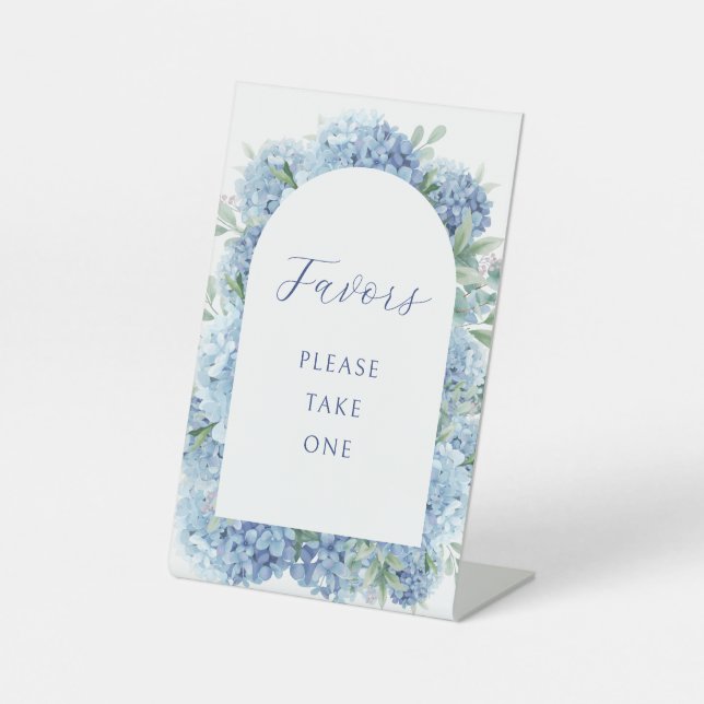 Blue Hydrangea Favours Pedestal Sign (Front)