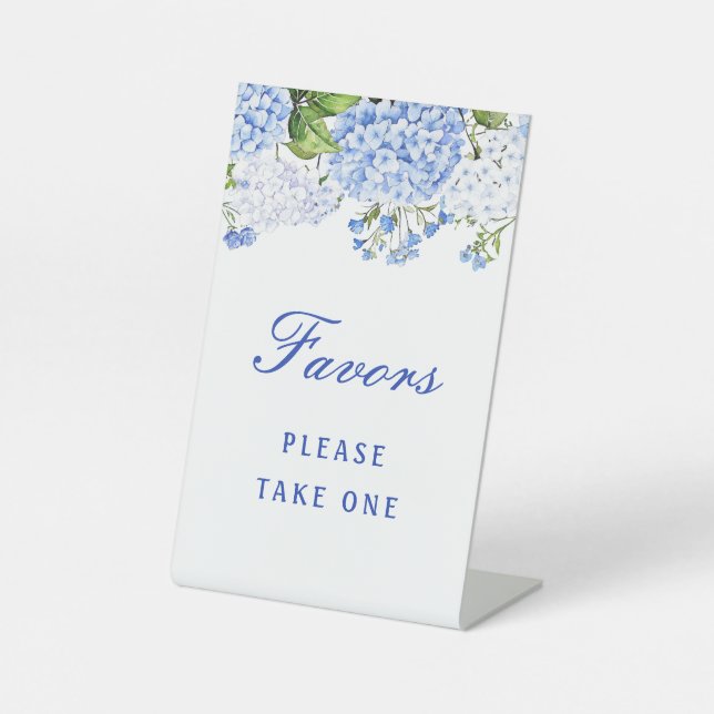 Blue Hydrangea Favours Pedestal Sign (Front)
