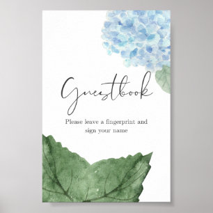 Blue Hydrangea Fingerprint Guest Book Sign