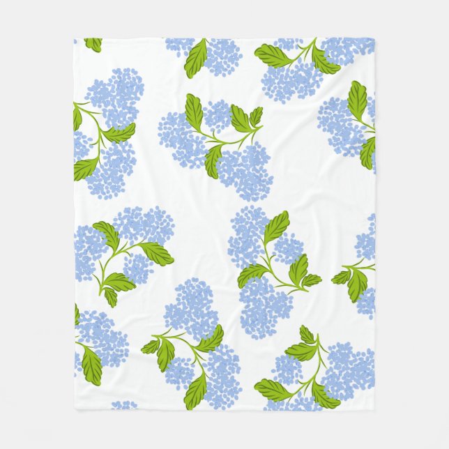 Blue Hydrangea Fleece Blanket (Front)