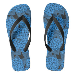 Blue hydrangea flip flops