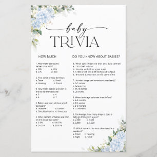 Blue Hydrangea Floral Baby Shower Baby Trivia