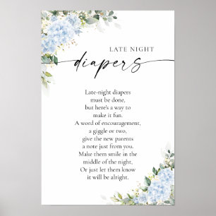 Blue Hydrangea Floral Baby Shower Poster