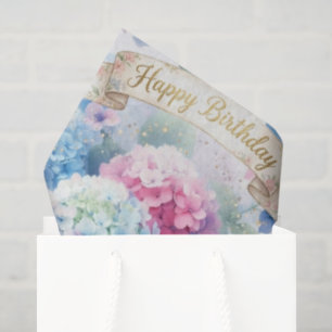 Blue Hydrangea Floral Birthday  Tissue Paper