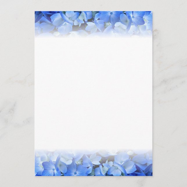 Blue Hydrangea Floral Border Fan Program Paper Programme (Front)