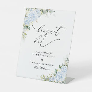 Blue Hydrangea Floral Bouquet Bar Sign