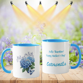 Blue Hydrangea Floral Bouquet   Mug