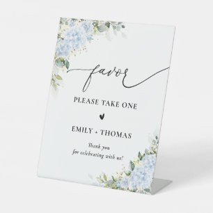Blue Hydrangea Floral Bridal Shower Favour Sign