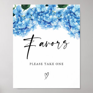 Blue Hydrangea Floral Bridal Shower Favours Poster