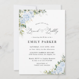 Blue Hydrangea Floral Bridal Shower Invitation