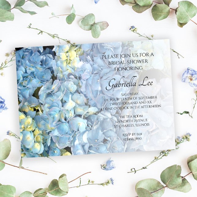 Blue Hydrangea Floral Bridal Shower Invitation (Creator Uploaded)