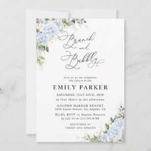 Blue Hydrangea Floral Bridal Shower Invitation