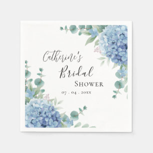 Blue Hydrangea Floral Bridal Shower Napkin