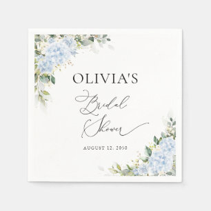Blue Hydrangea Floral Bridal Shower Napkin