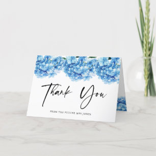 Blue Hydrangea Floral Bridal Shower Thank you Card