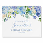 Blue Hydrangea Floral Bridal Shower Welcome Sign