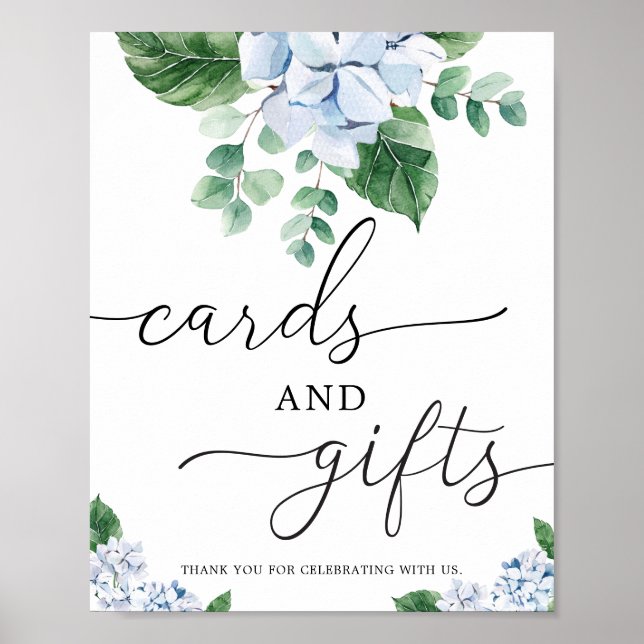 Blue Hydrangea Floral Cards and Gifts Sign (Front)