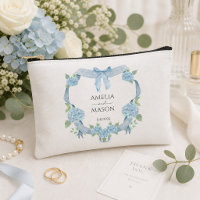 Blue Hydrangea Floral Crest Watercolor Wedding