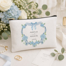 Blue Hydrangea Floral Crest Watercolor Wedding