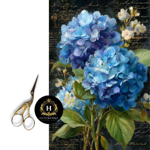 Blue Hydrangea Floral Decoupage Tissue Paper