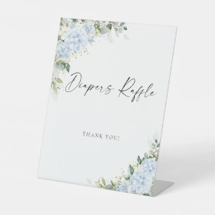 Blue Hydrangea Floral Diapers Raffle Sign
