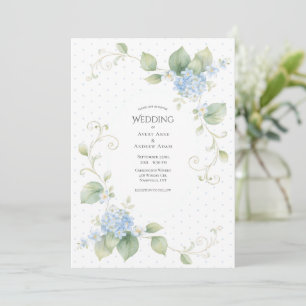 Blue Hydrangea Floral Elegant Wedding Invitation