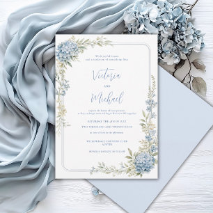 Blue Hydrangea Floral Elegant Wedding Invitation