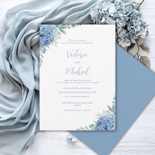 Blue Hydrangea Floral Elegant Wedding Invitation