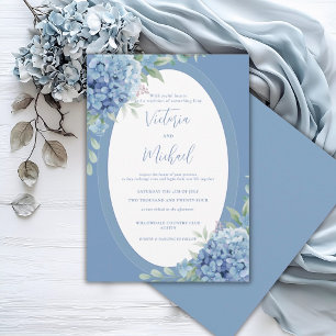 Blue Hydrangea Floral Elegant Wedding Invitation