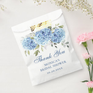 Blue Hydrangea Floral Eucalyptus Bridal Shower Favour Bags