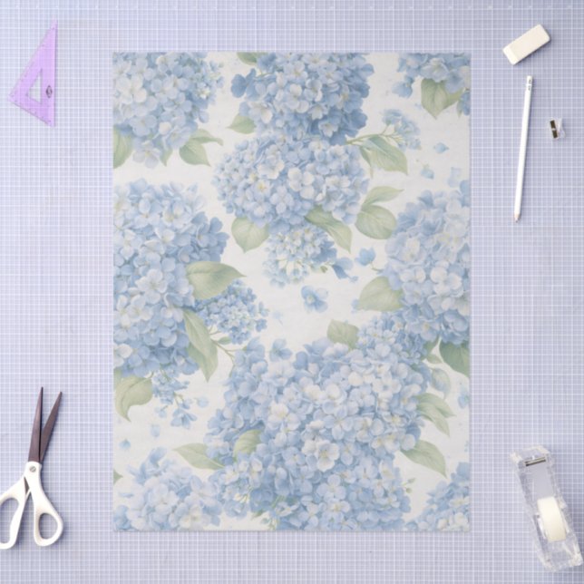 Blue Hydrangea Floral Gift Bag Tissue Paper (Craft)
